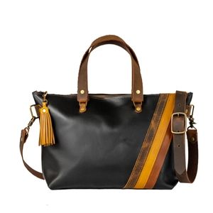 In Blue Leather Bowler Bag